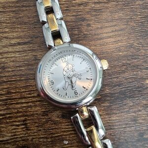 Disney Winnie The Pooh And Piglet Silver Stainless Steel Watch